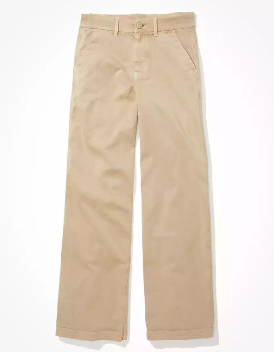 Jean American Eagle AE Stretch Low-Rise Baggy Larges-Leg Pant Kaki Femme | JMI-74384152